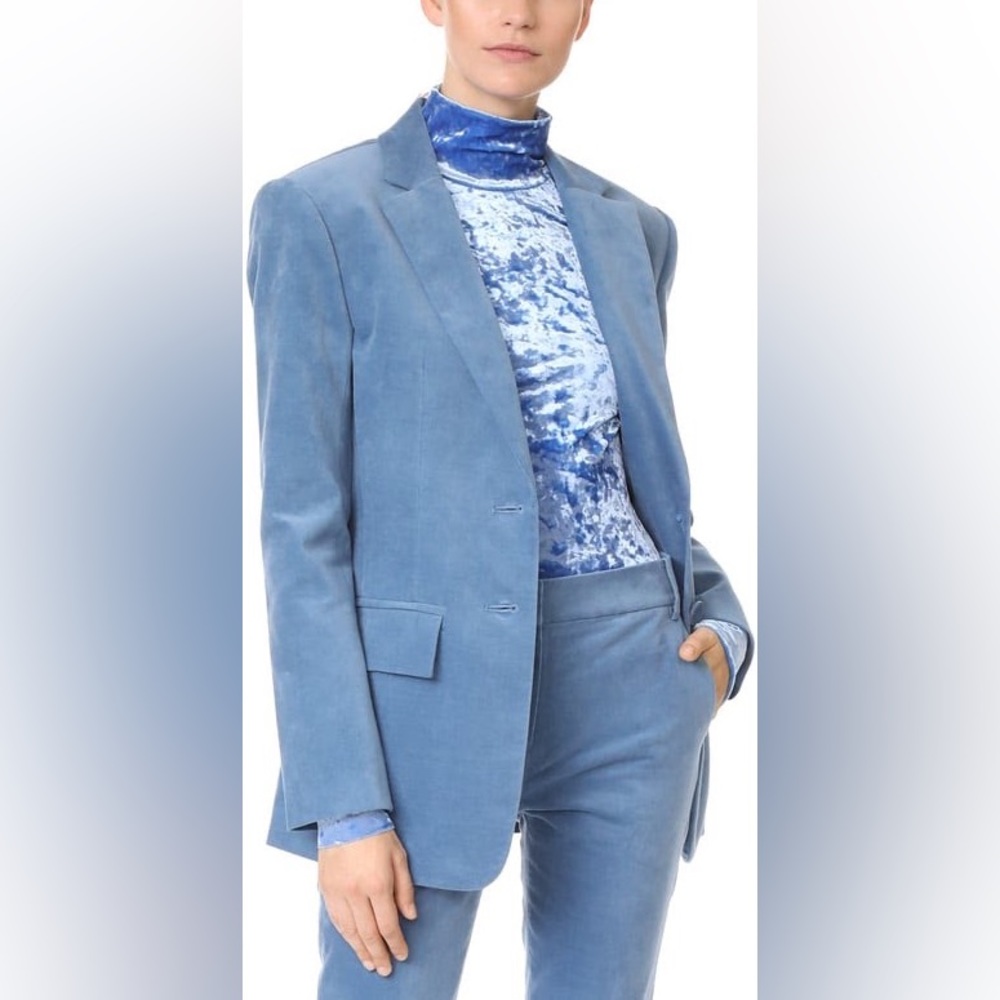 NWT Tibi velvet slim legged sky blue pants